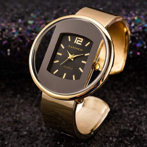 ?Women Creative Cuff Bangle Bracelet Analog Quartz Wrist Watches